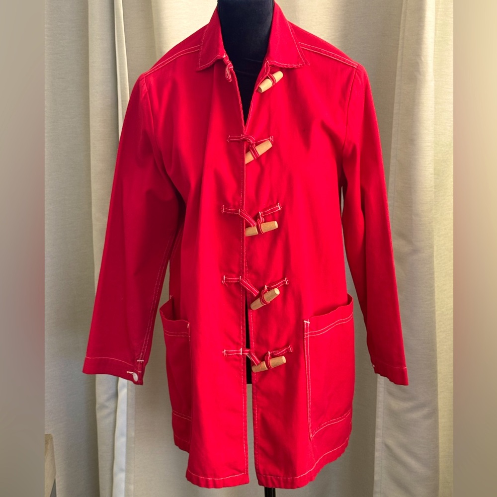 Vintage White Stag Red Chore Coat with Toggle Closure